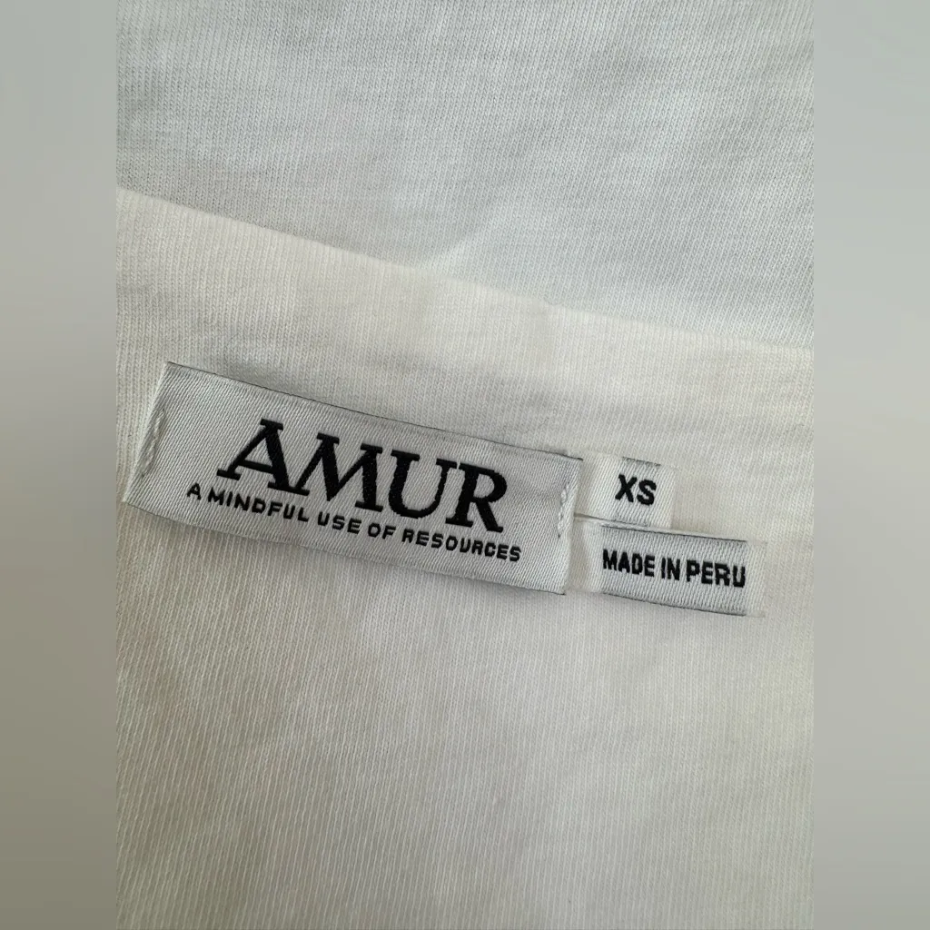 AMUR Oni Cropped Twist Front White Cotton Top Blouse XS $128 - Image 10