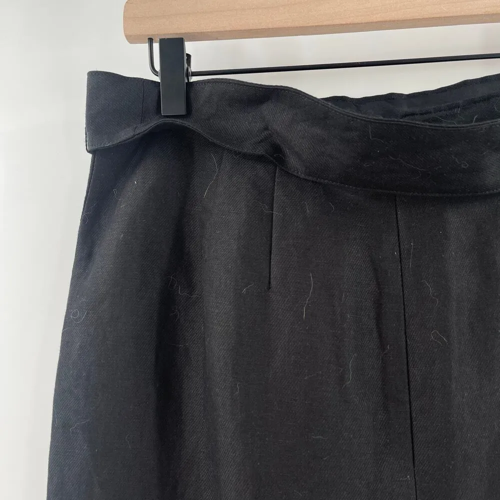 LOFT ANN TAYLOR Skirt Size 4 Linen Blend Black Tie Belt Business Casual Office - Image 4