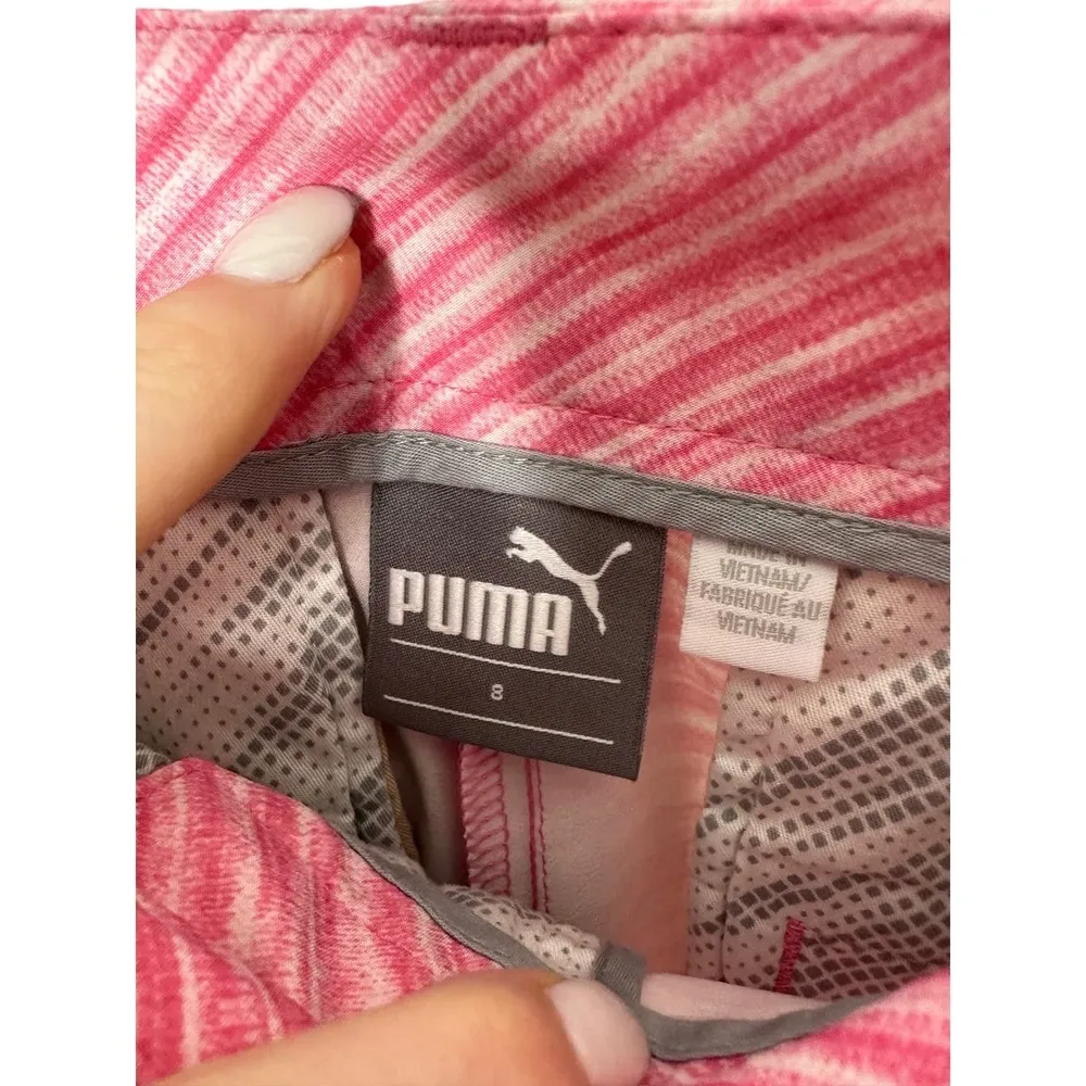 Puma Flat Front Pink & White Stripe Shorts Women's Size 8 - Image 5