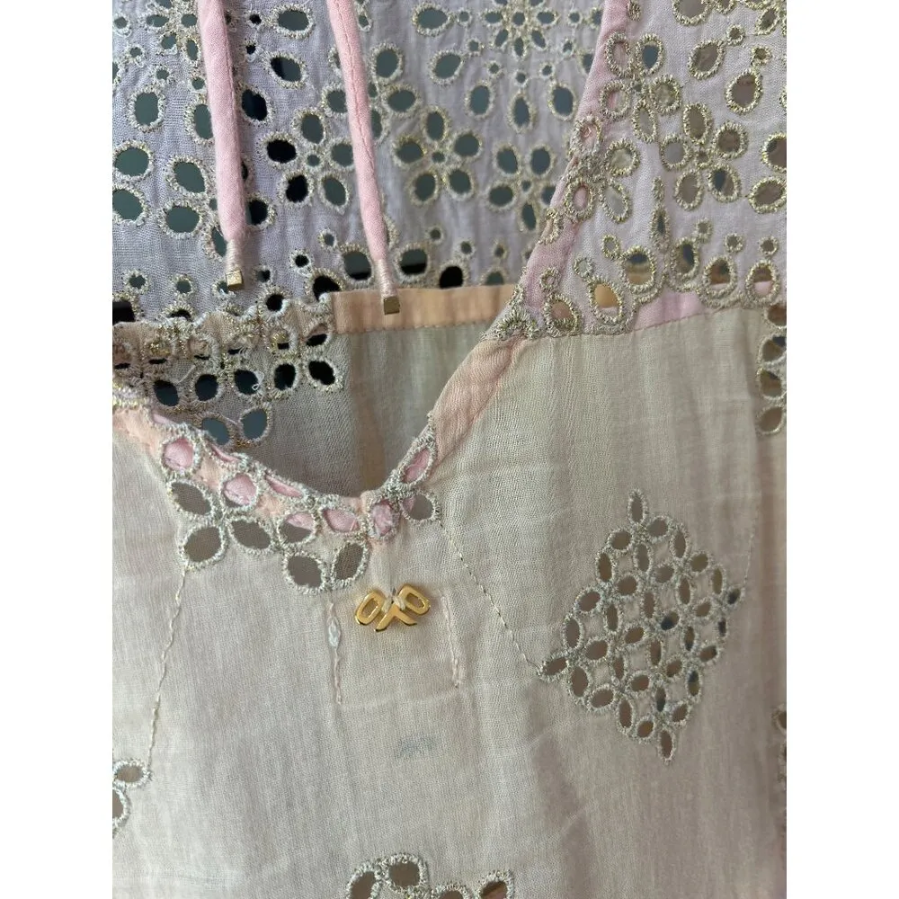 PQ Swim Joy Eyelet Lace Cotton Tunic Beach Cover Up Namaste Womens Size XS/S Pink - Image 11