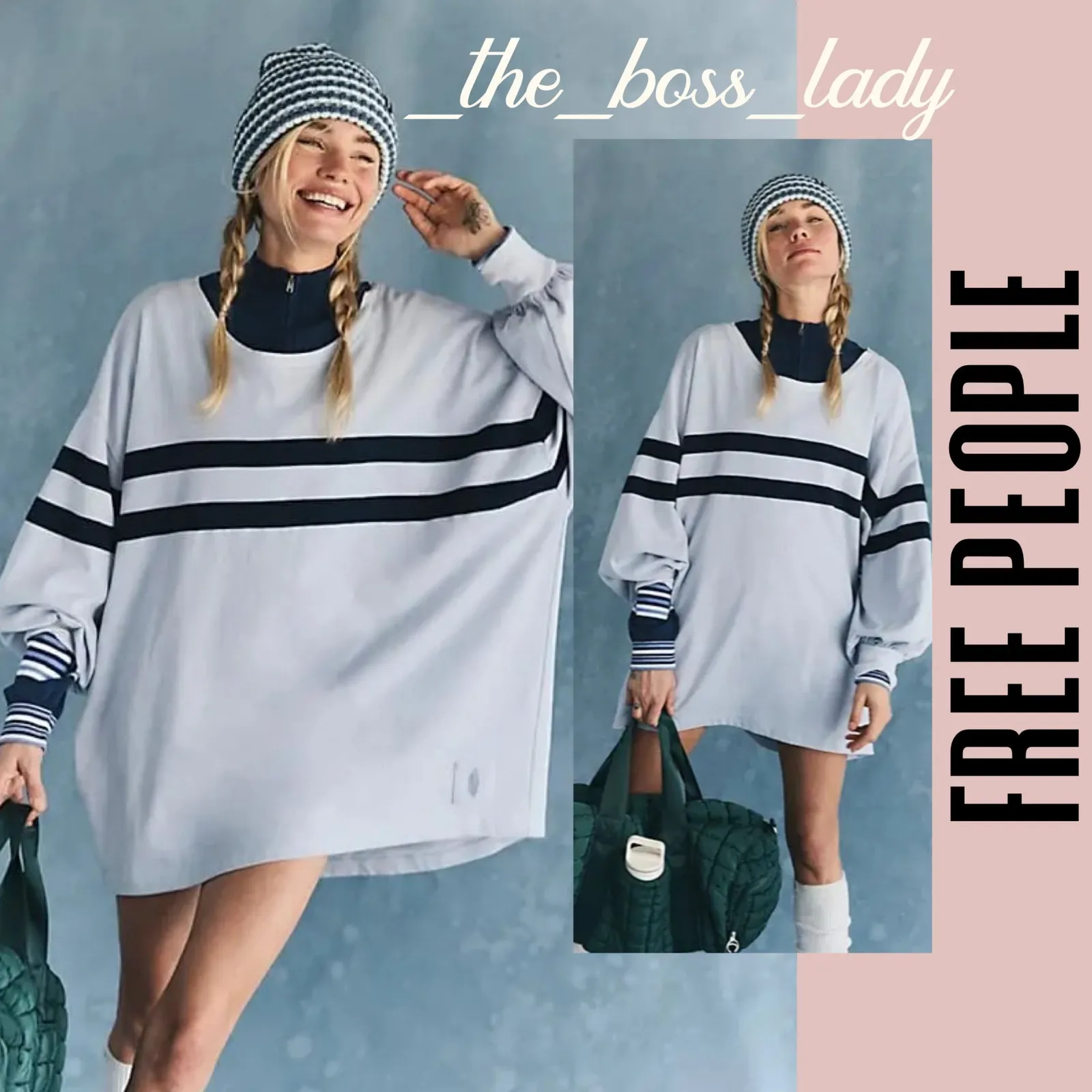 Free People sweatshirt pullover activewear layer casual cozy oversized Large - Image 8