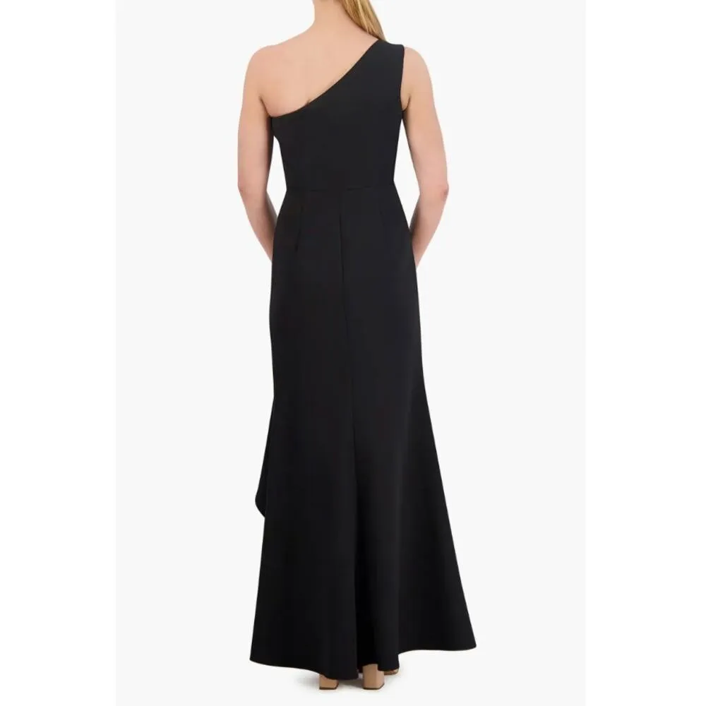 Vince Camuto Ruffle Detail One-Shoulder High-Low Gown Black Size 12 NWT Elegant - Image 9