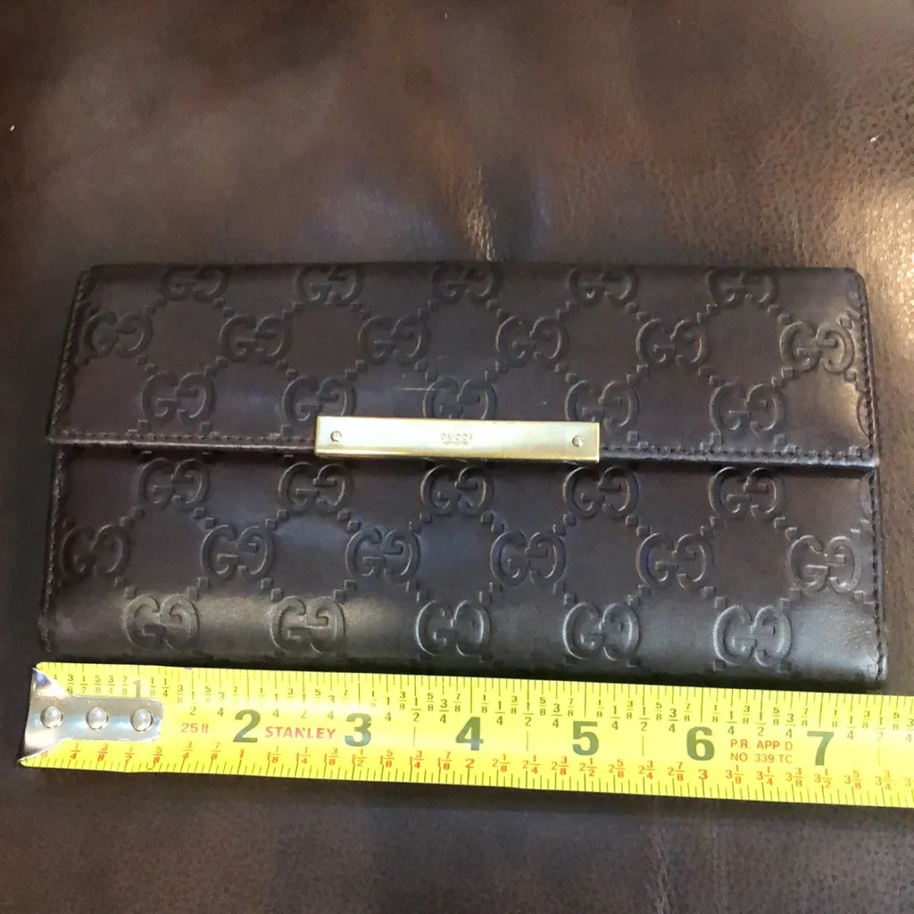 GUCCI GG Guccissima Brown Lambskin Continental Bifold Wallet with Coin Section - Image 6