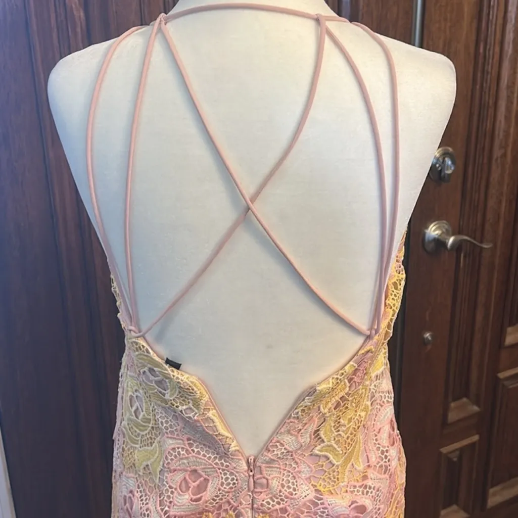 Topshop Pink and Yellow Lace Floral Dress ⭐️ - Image 9