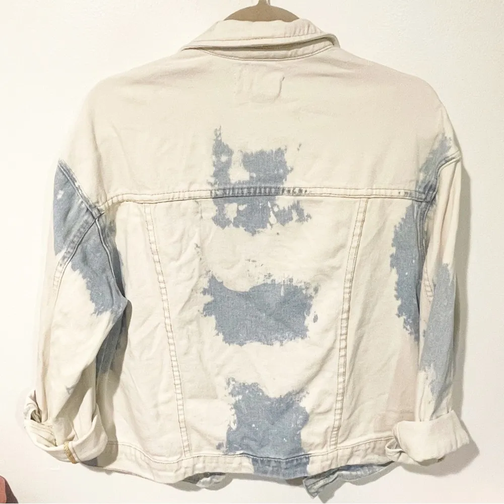 Pacsun Size Medium Blue White Tie Dyed Denim Full Button Jean Cotton Jacket - Image 5