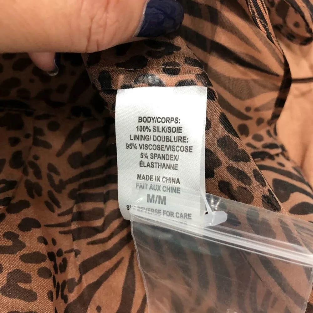 CAMI NYC Amira Jungle Print Peplum Silk Top M - Image 12