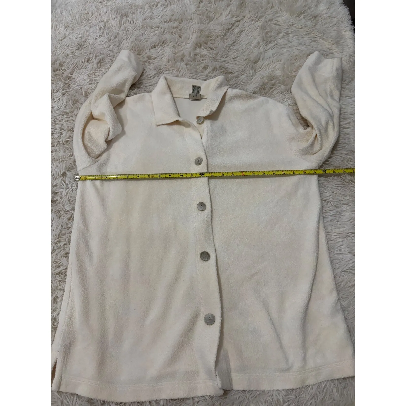 L.L.‎ Bean Shirt Jacket Womens Button Down Cream Oversized Cozy Comfy - Image 3
