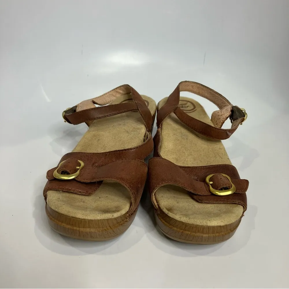 Dansko vintage clog Sandals brown leather straps‎ women’s size 38 casual retro - Image 2