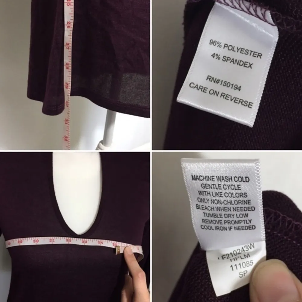 NWOT Dark Purple Choker V Neck Dress 3/4 Sleeved - Image 6