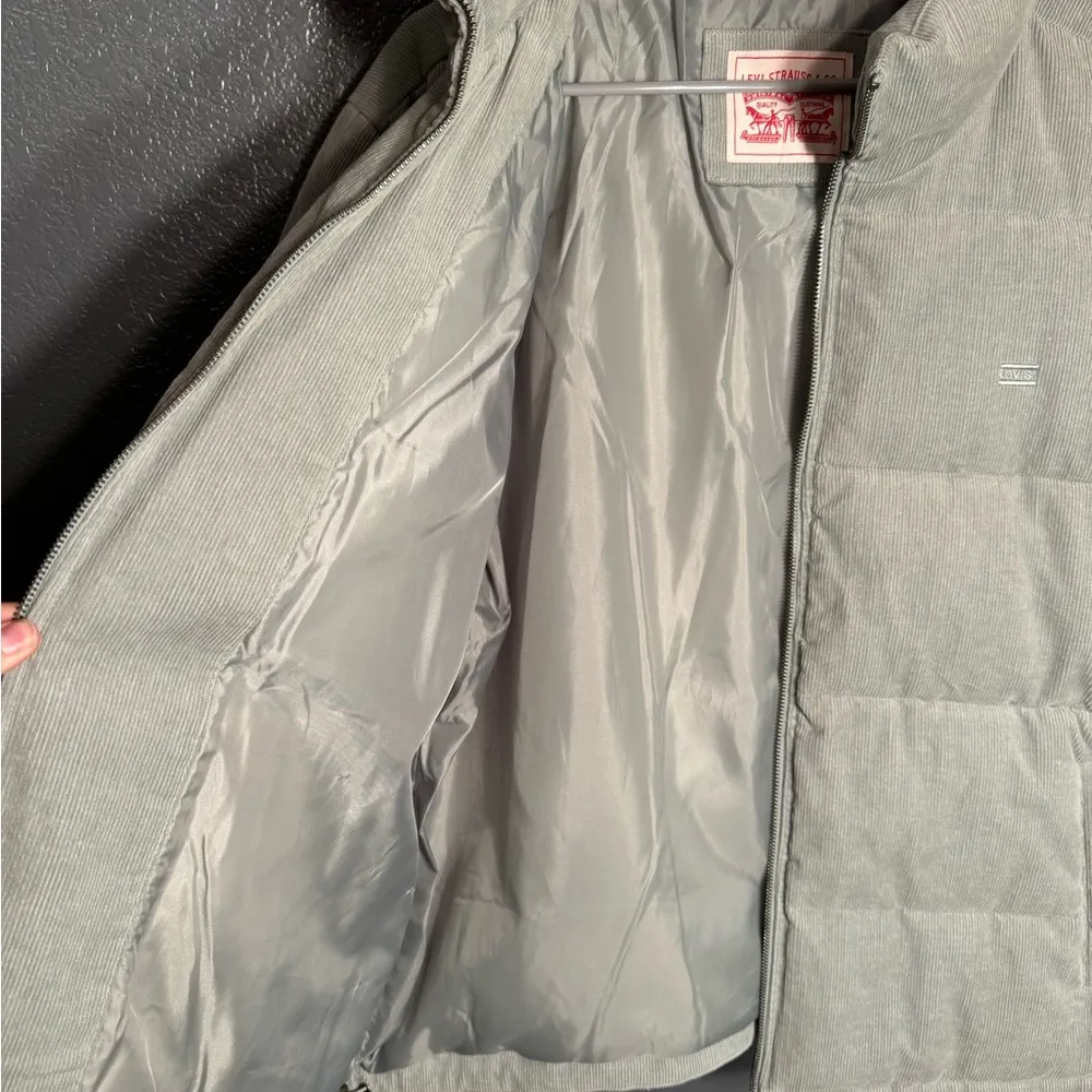 Levis Womens Corduroy Puffer Jacket Collared Winter Fall Full Zip Plus Size XXL - Image 7