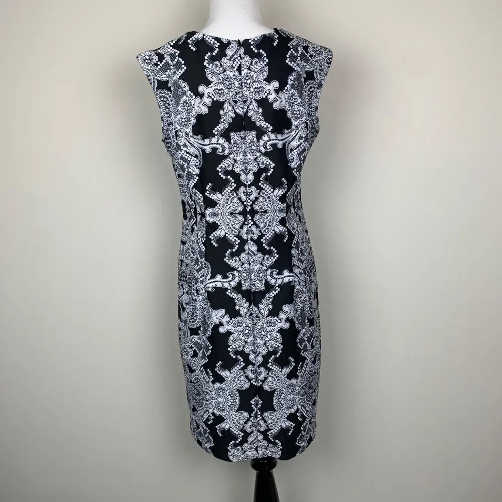 R&K Women's Black & White Sleeveless Dress Size 8 career Workwear Shift FLAWED - Image 8