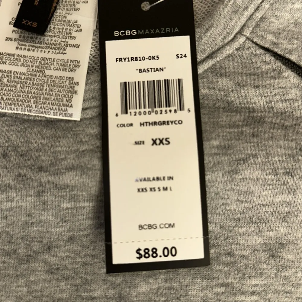 BCBG MAX AZARIA-  "bastian" heather grey sleeveless sweatshirt top - Image 4