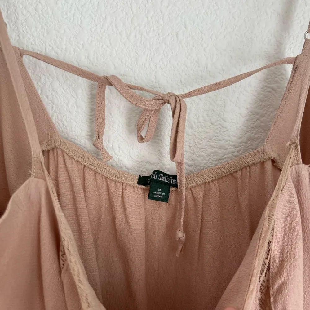 light ballet pink babydoll tank top cami lace button down size M - Image 3