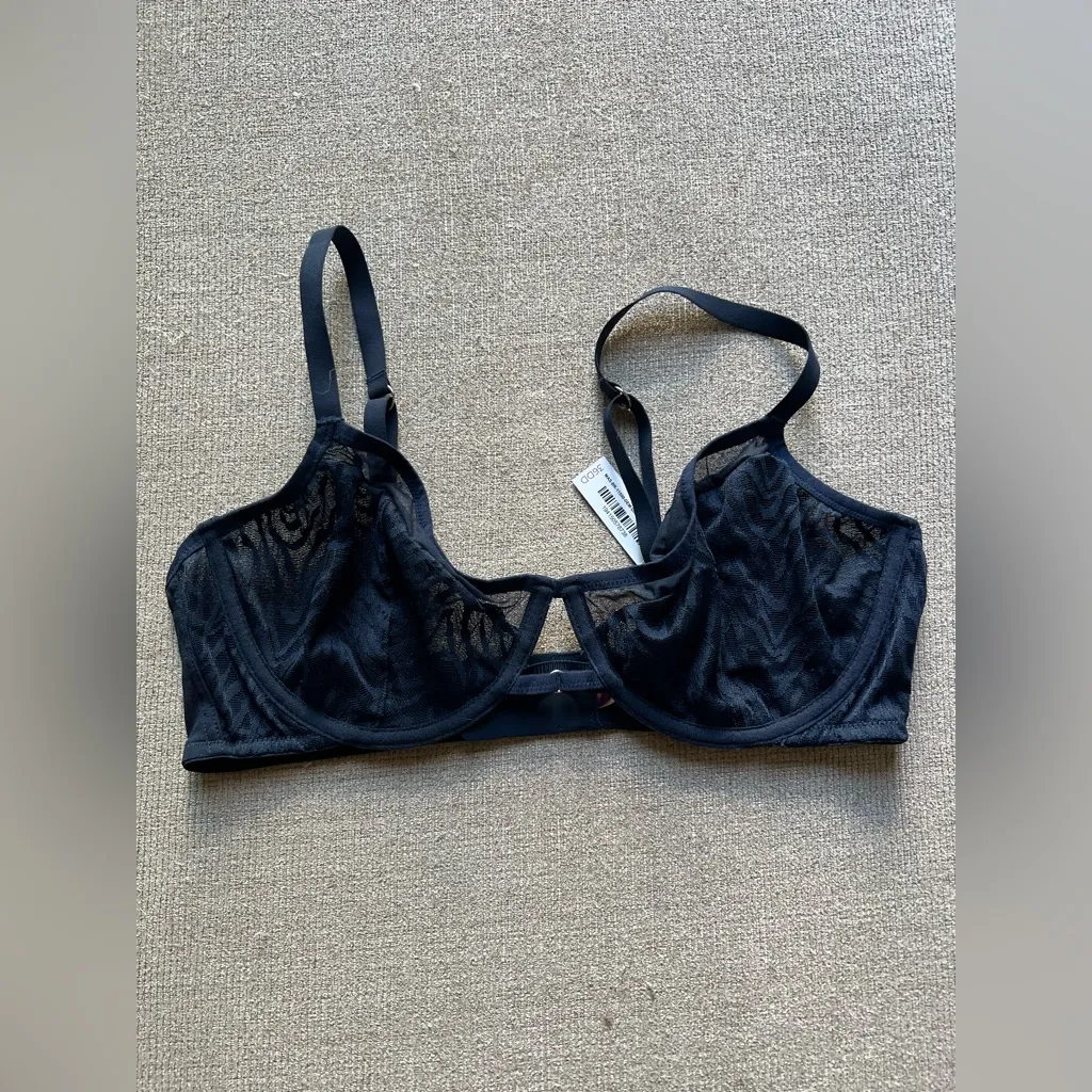 Adore Me Dark Sapphire Sheer Underwire Bra Size 36DD NWT - Image 3