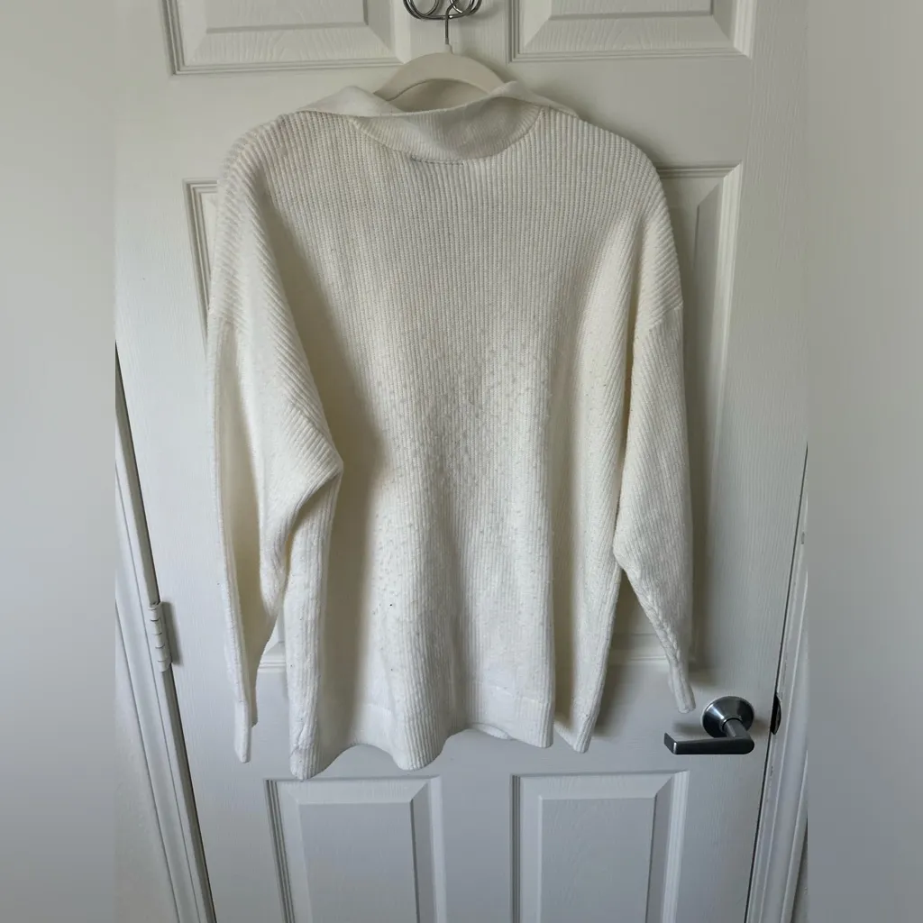 LANE BRYANT White Quarter-Zip Sweater. - Image 2