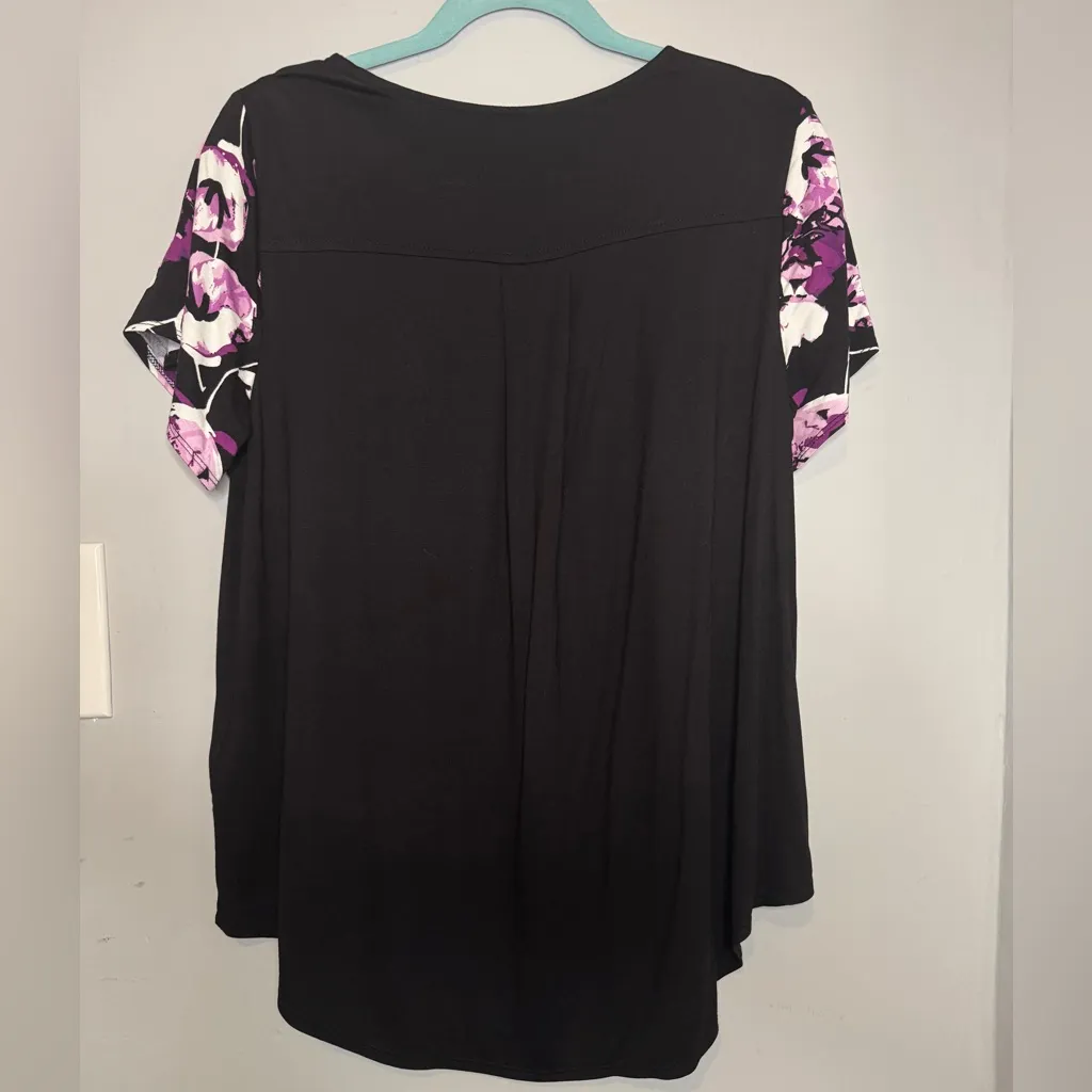 Alfani  Plus Size Short Sleeve Floral Knit Top - Image 3