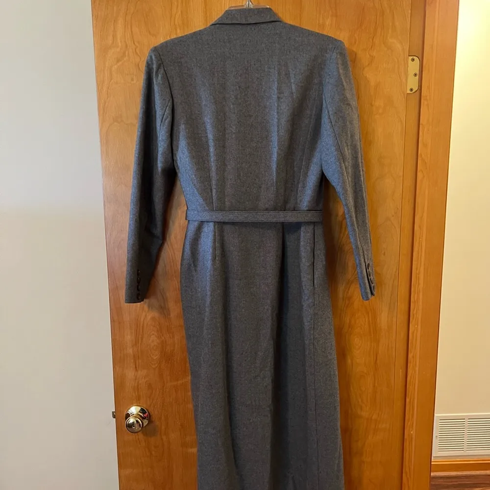 Ralph Lauren Wool Coat With Belt Gray Vintage Blue Label Made USA Size 10 FLAW - Image 15