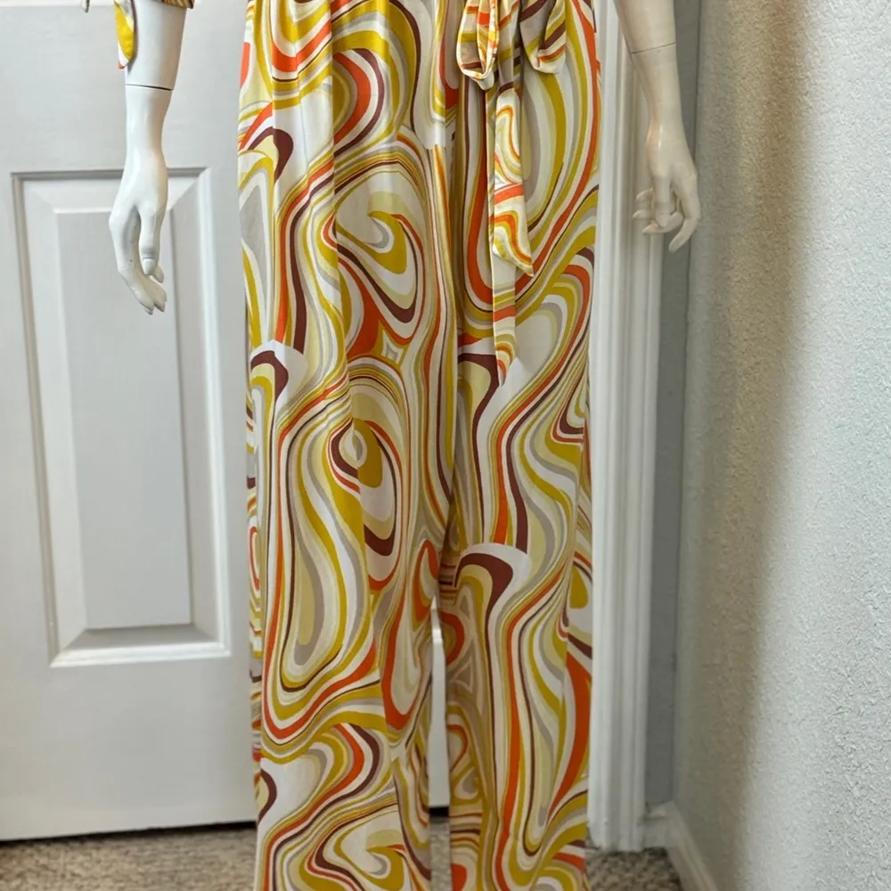 CHELSEA TAYLOR Stylish Multicolor Swirl Jumpsuit Size 2X F30 Orange - Image 9