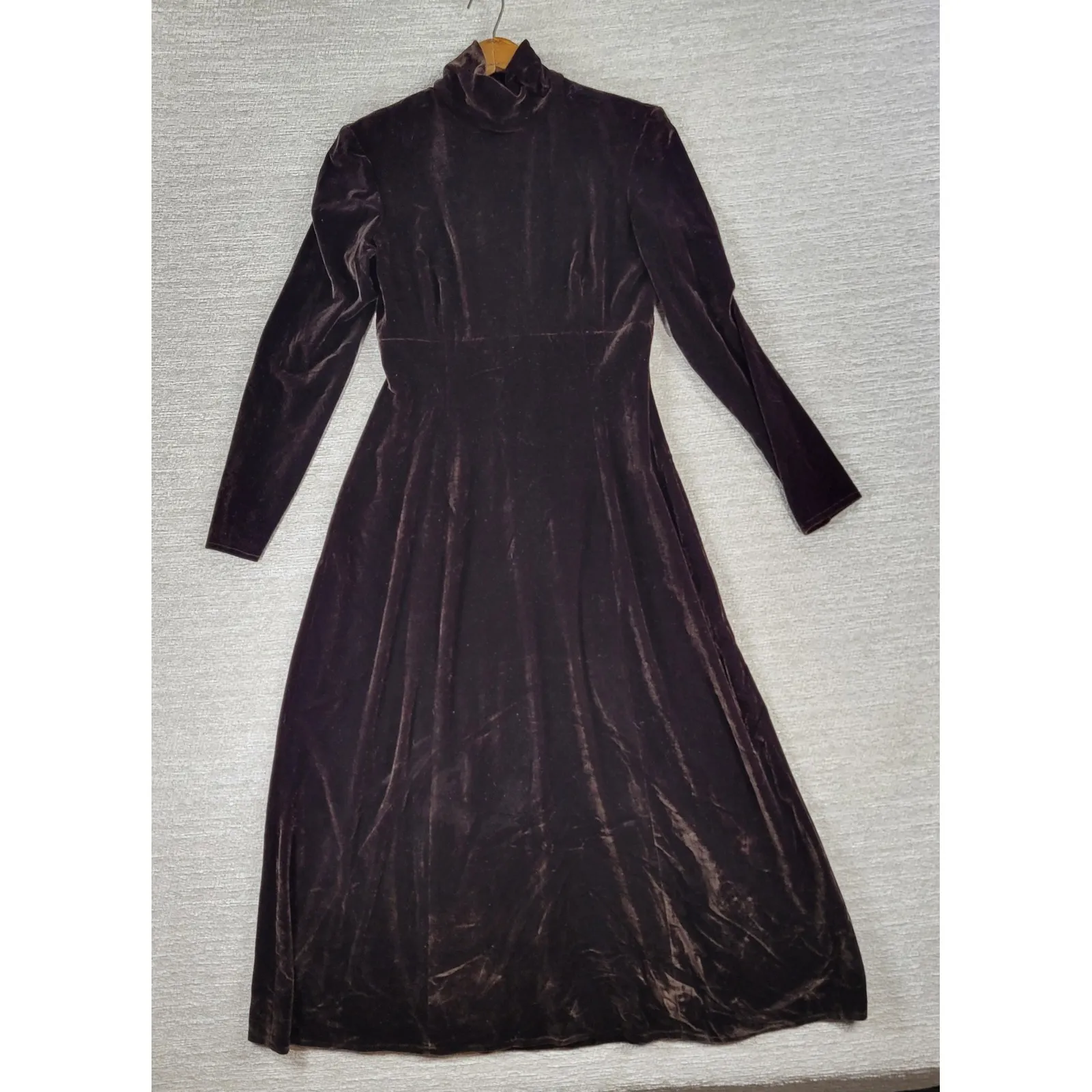 Vintage KC Spencer Velvet Maxi Dress Sz 6 Brown Turtleneck Whimsigoth Cocktail - Image 12
