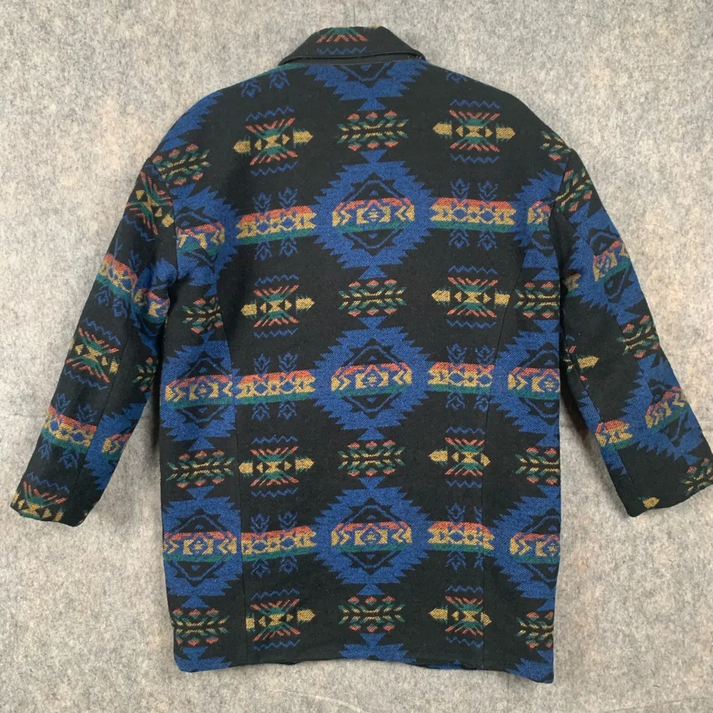 Forever 21 Wool‎ Blend Print Coat Tweed Texture Tribal Indian Jacket Small - Image 4