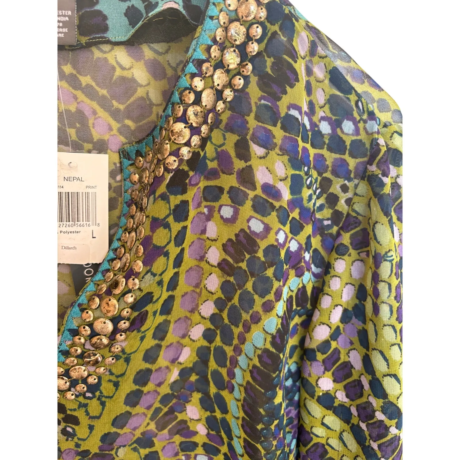 Chelsea & Theodore Women Tunic Top Large Blue - Image 3