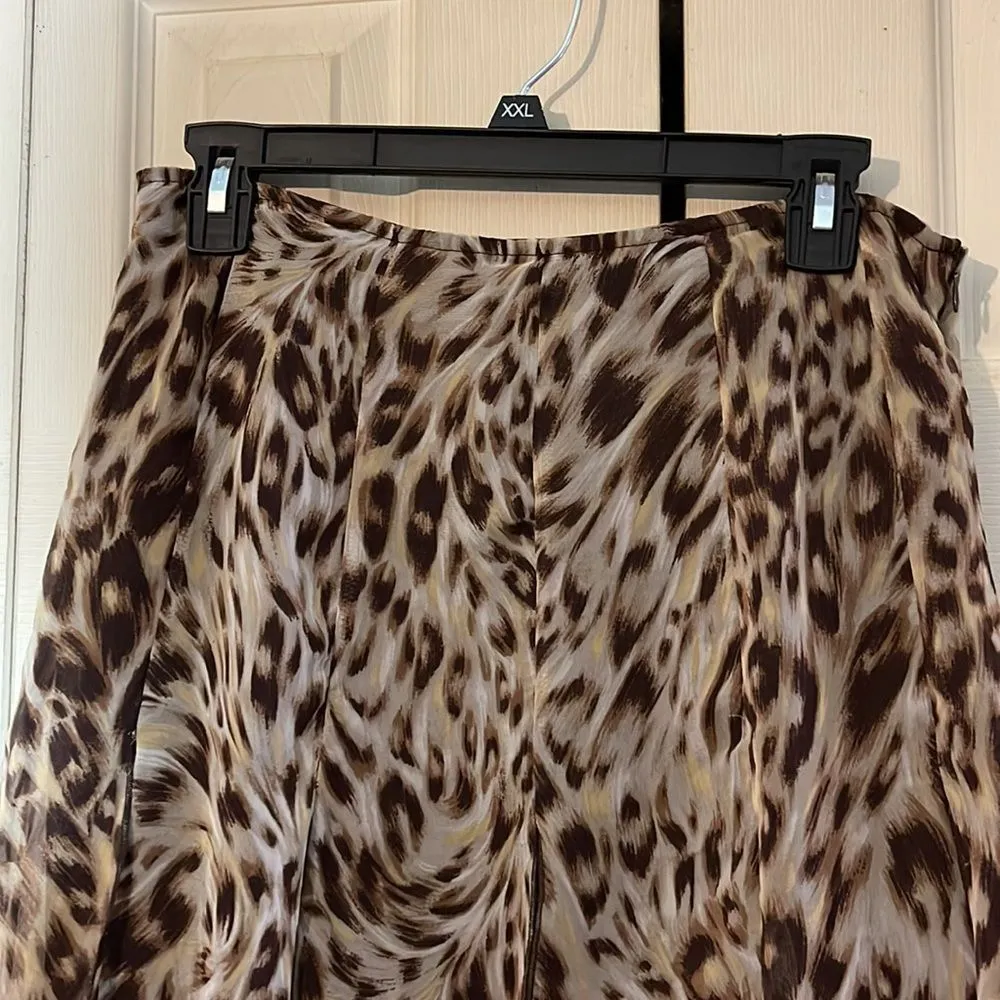 Scarlett Cheetah Leopard Animal Print Flared Skirt With Layering Strips 9 10 - Image 4