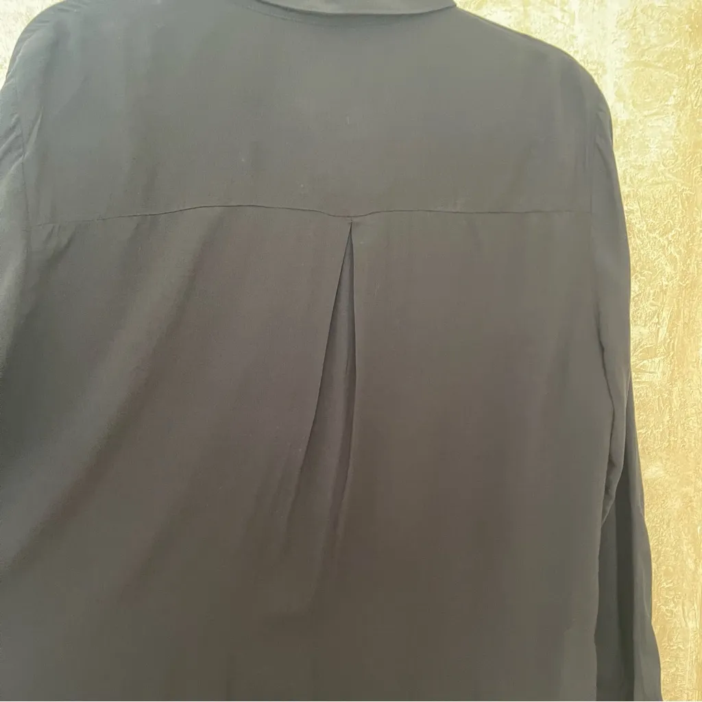 Mango viscose button down long sleeves shirt  feather lightweight Black Sz 12 - Image 6