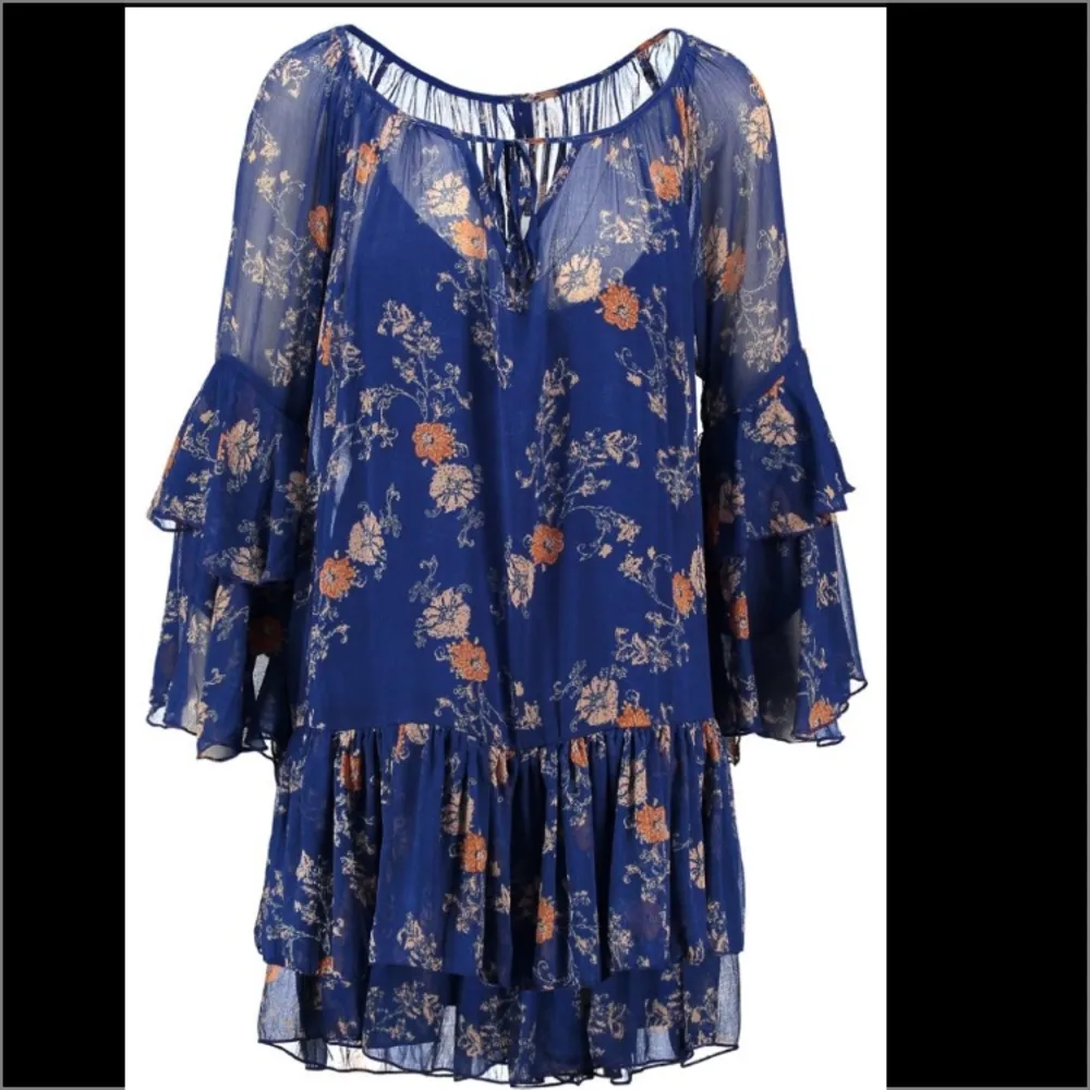 Free People Sunset Floral Blue Boho Mini Dress New with tag Size Small - Image 8