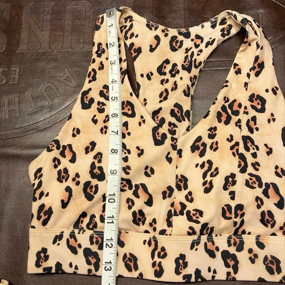 Fabletics Pump Two Piece Set Desert Leopard Womens Small New Active Athleisure - Image 13