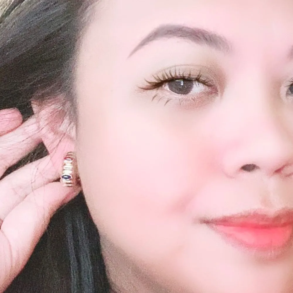 14KT Yellow Gold Oval Ruby Sapphire Fine Statement Cabachon Omega Back Earrings - Image 16