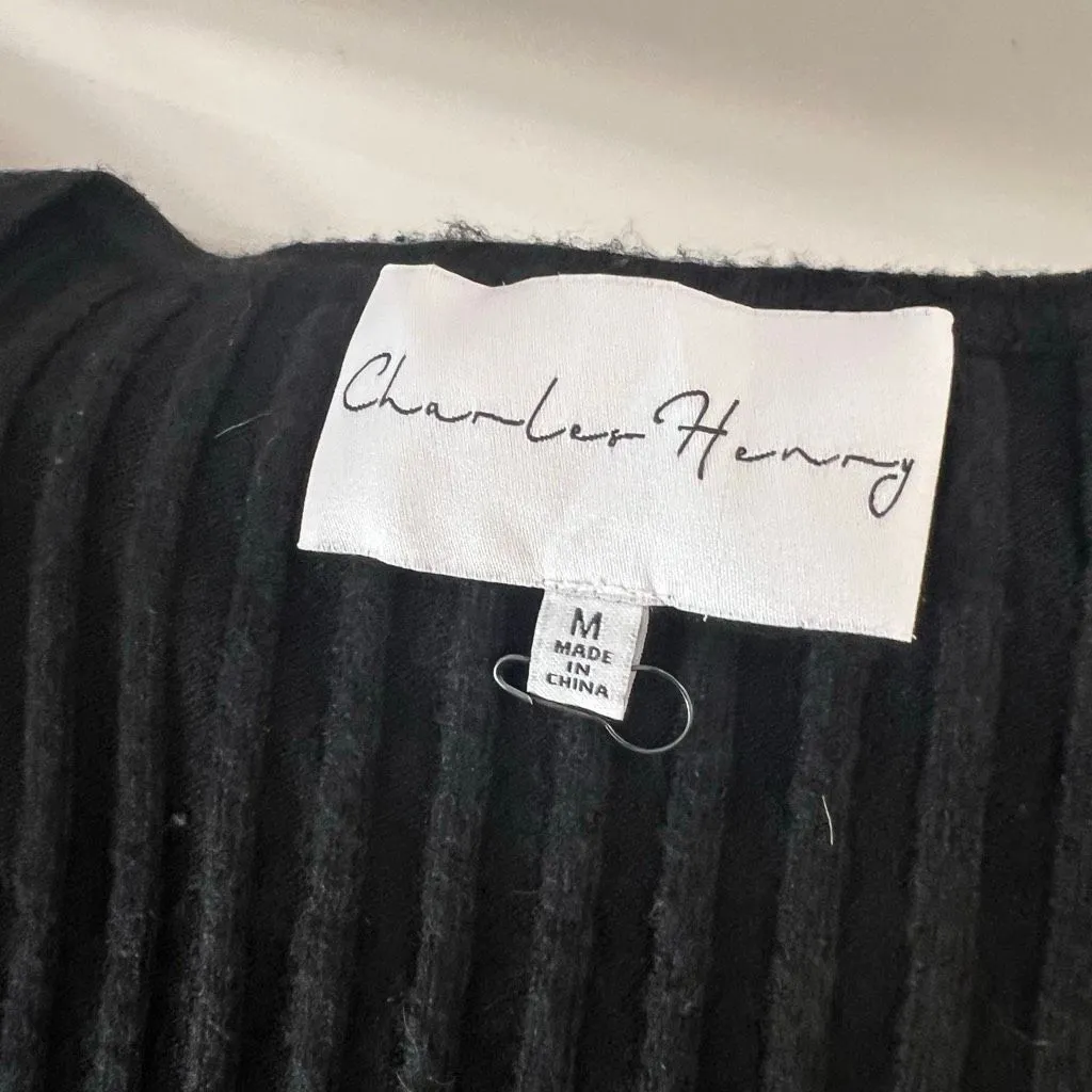 Charles Henry black ribbed long puff sleeve sweater dress size medium - Image 8