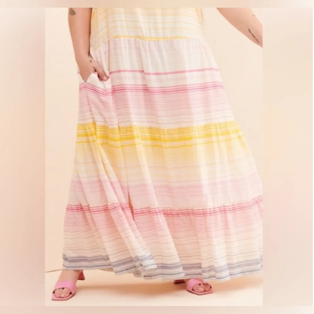 Anthropologie Merida Striped Tiered Colorful Fun Sun Maxi Dress Small soft one - Image 3