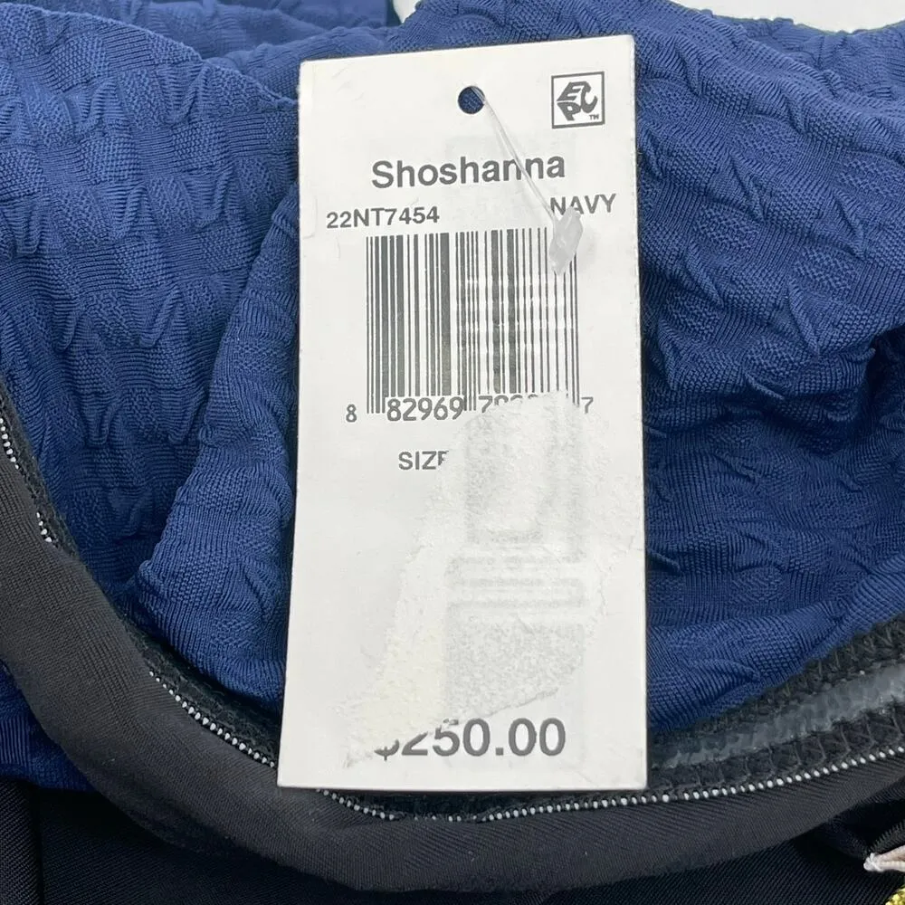 SHOSHANNA Swimsuit Size 4 One Piece Navy One Shoulder Ruffle Textured NWT Swim - Image 7