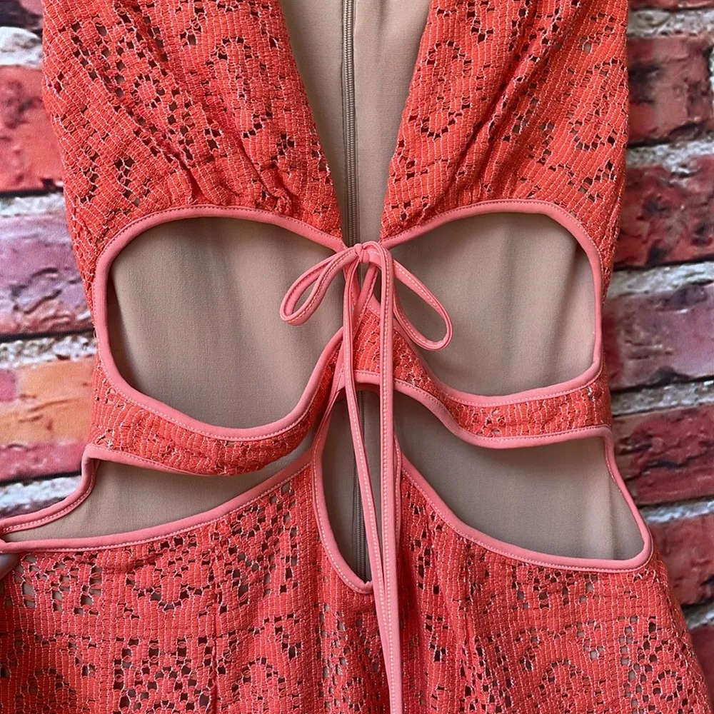 Orange Lace Rumer  Zahra Cut Out Bodycon Maxi Dress - Image 5