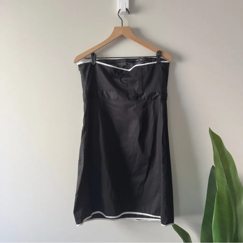 Vintage 2000s Y2K New York & Co. Black and White Strapless Dress Mini Ruffle NWT Size 14 - Image 5