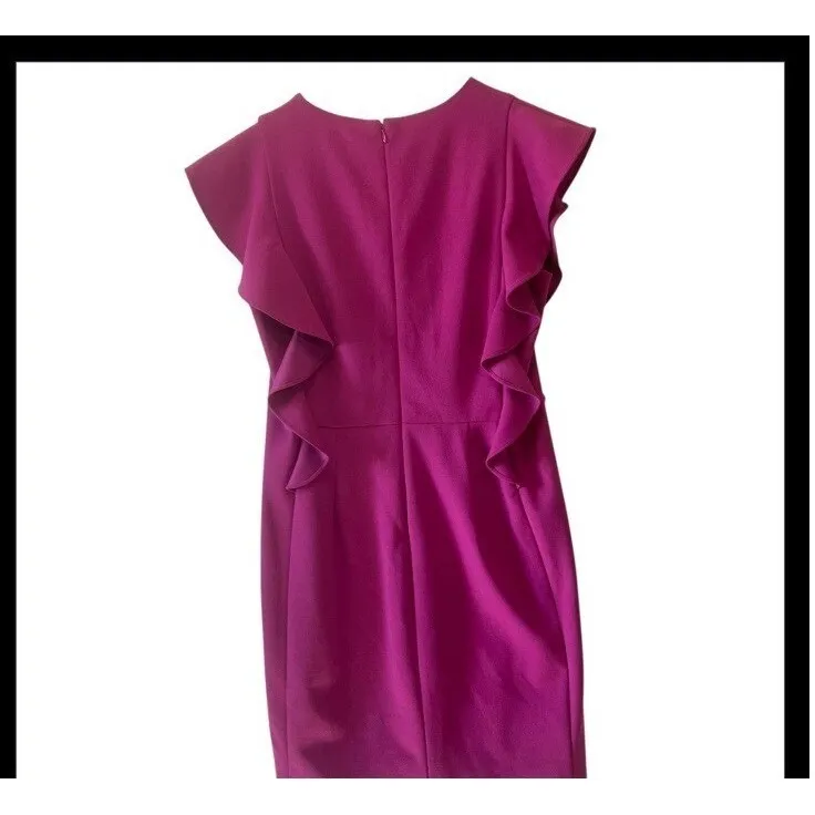 Donna‎ Morgan Raspberry Pink Ruffle Shift Dress 8 - Image 4