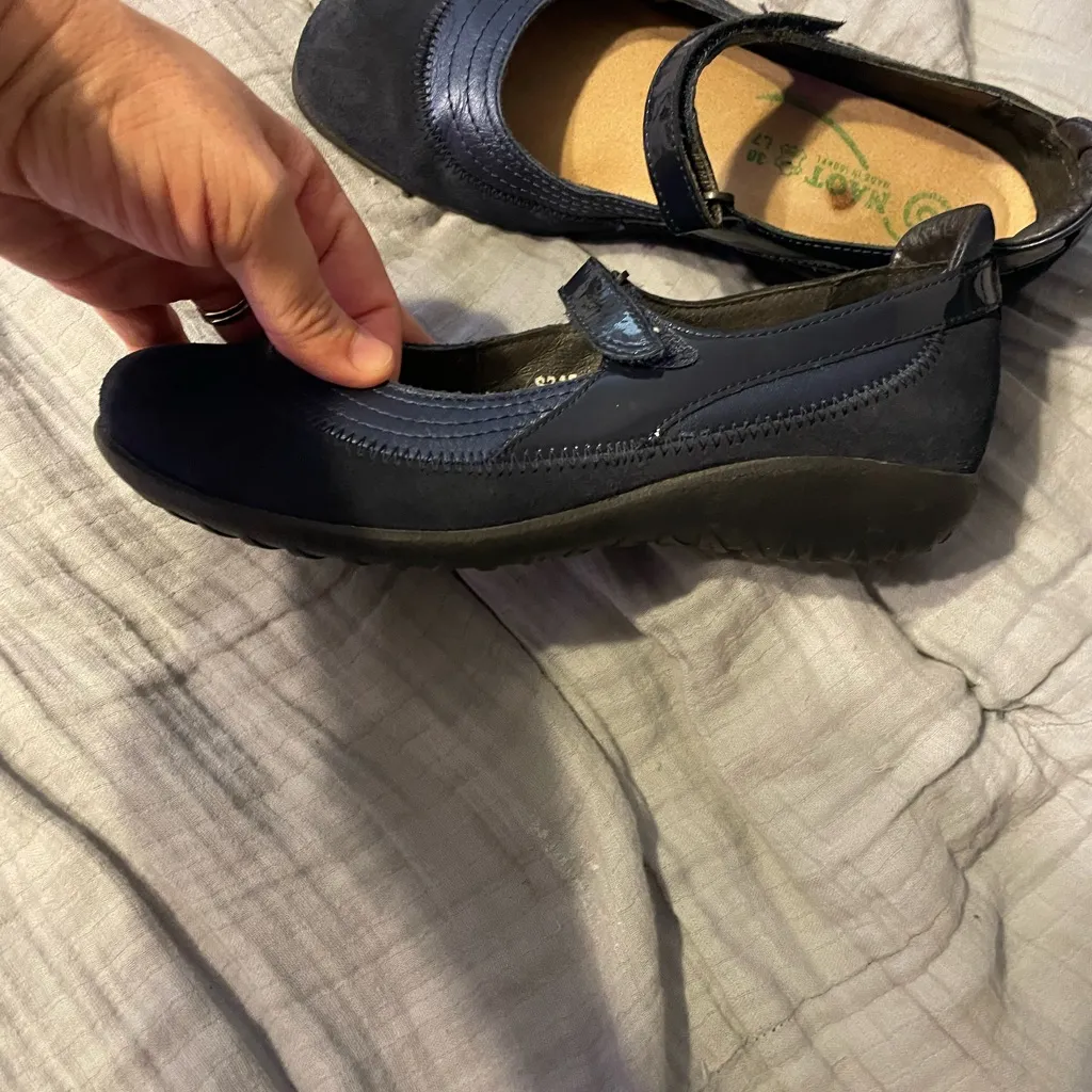 Naot Kire Mary Jane Flats Polar Sea Leather Midnight size 7/38 Blue - Image 8