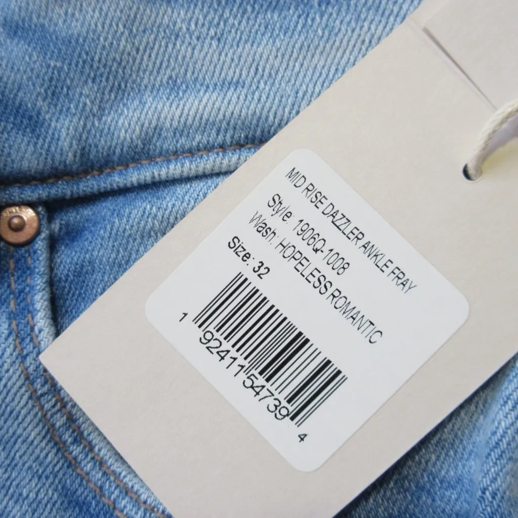 NWT Mother Mid Rise Dazzler Ankle Fray in Hopeless Romantic Stretch Crop Jean 32 Blue - Image 6