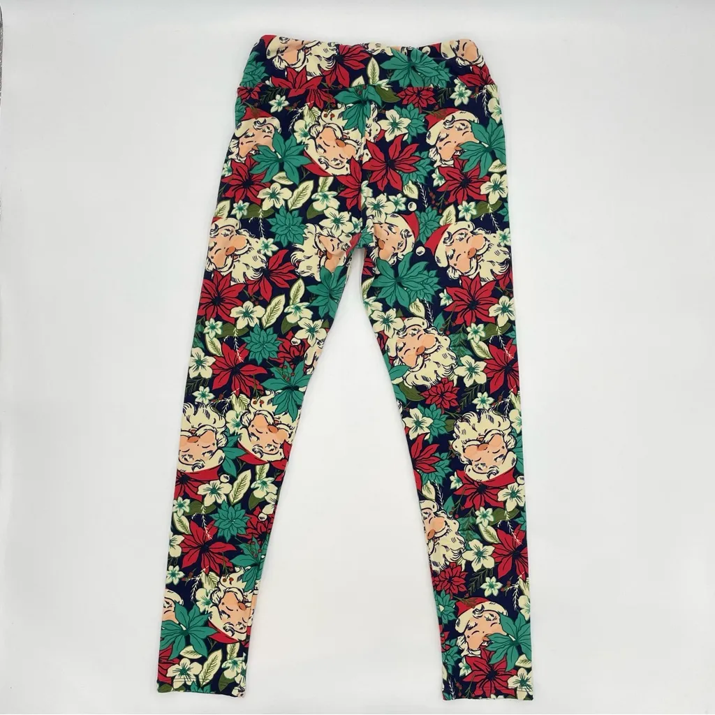 LuLaRoe Christmas Leggings Santa Faces Holiday‎ One Size - Image 3