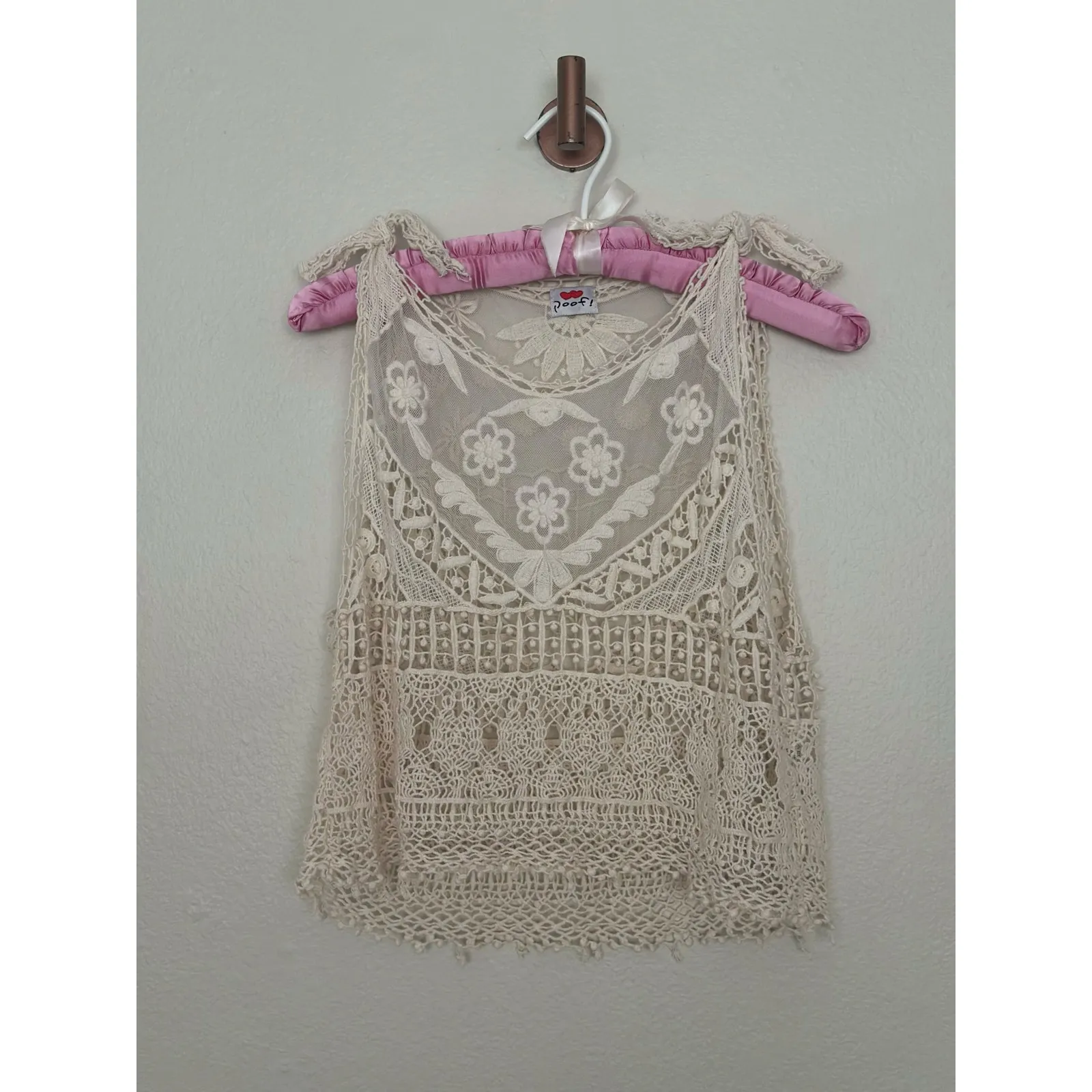 Vintage Y2K Festival Sheer Lace crochet boho crop Tank Top top 70s style Boho - Image 2