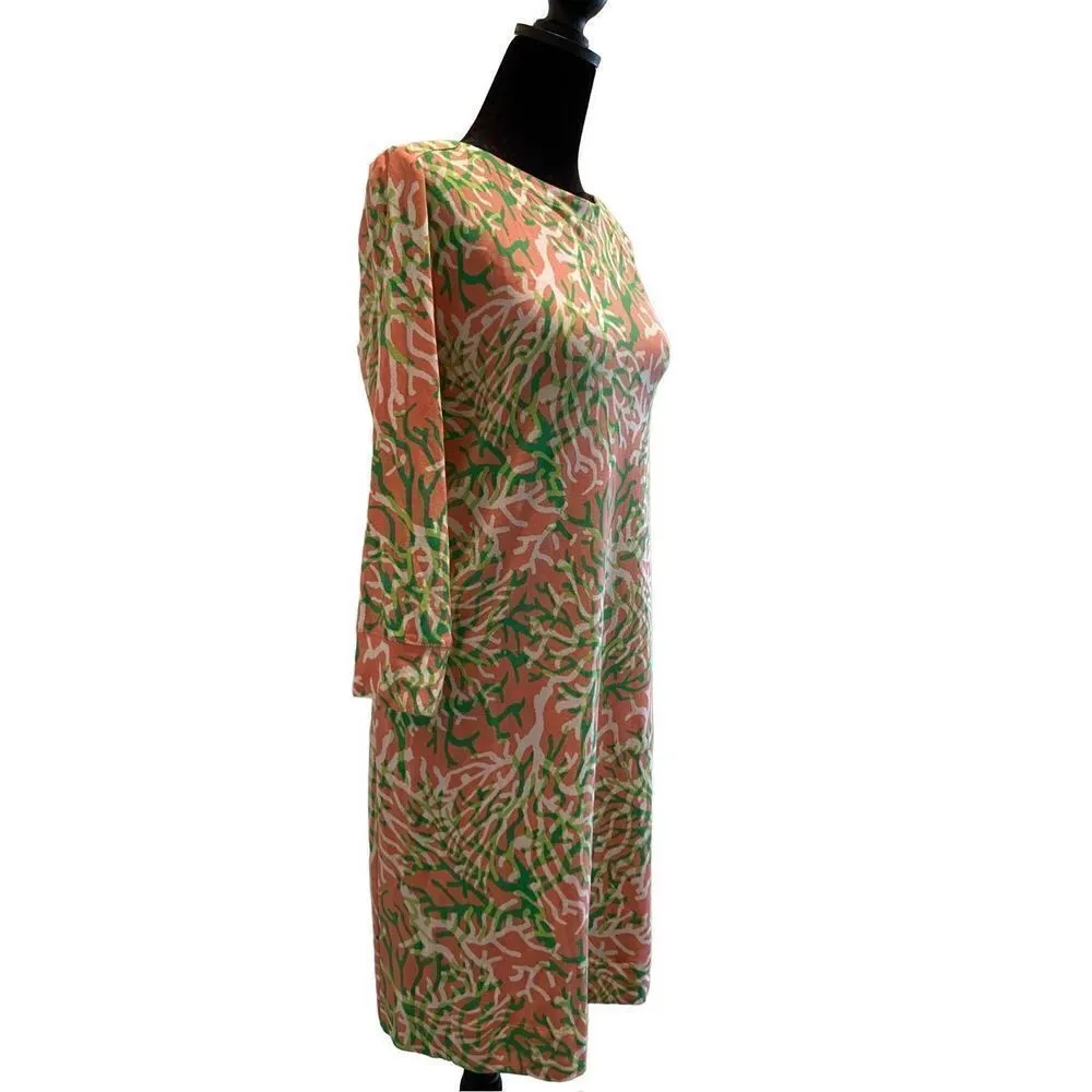 Crown & Ivy Beach Long Sleeve Pink/Coral and Green XS Mini Dress - Image 3