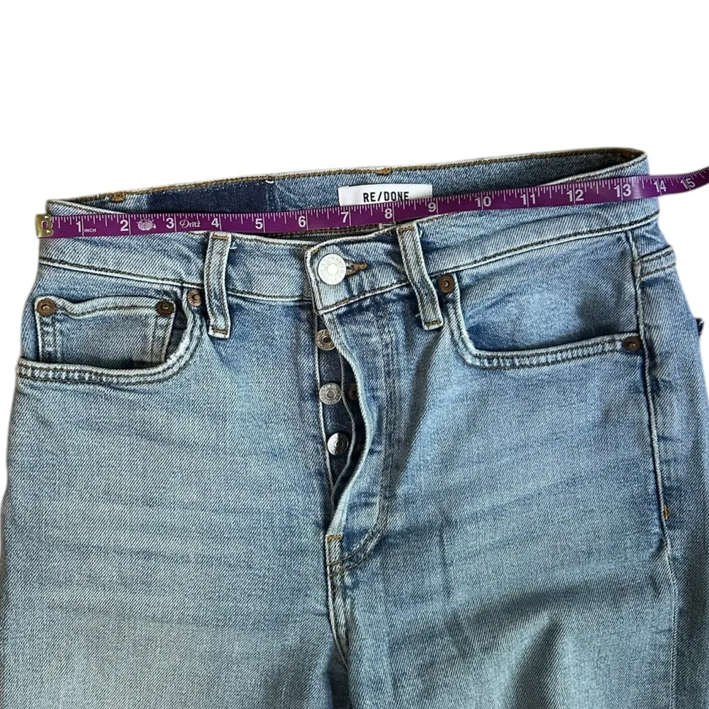 Re/Done Stove Pipe Cropped Jeans Light Wash Raw Hem Size 26 Mid 90s Button Fly - Image 6
