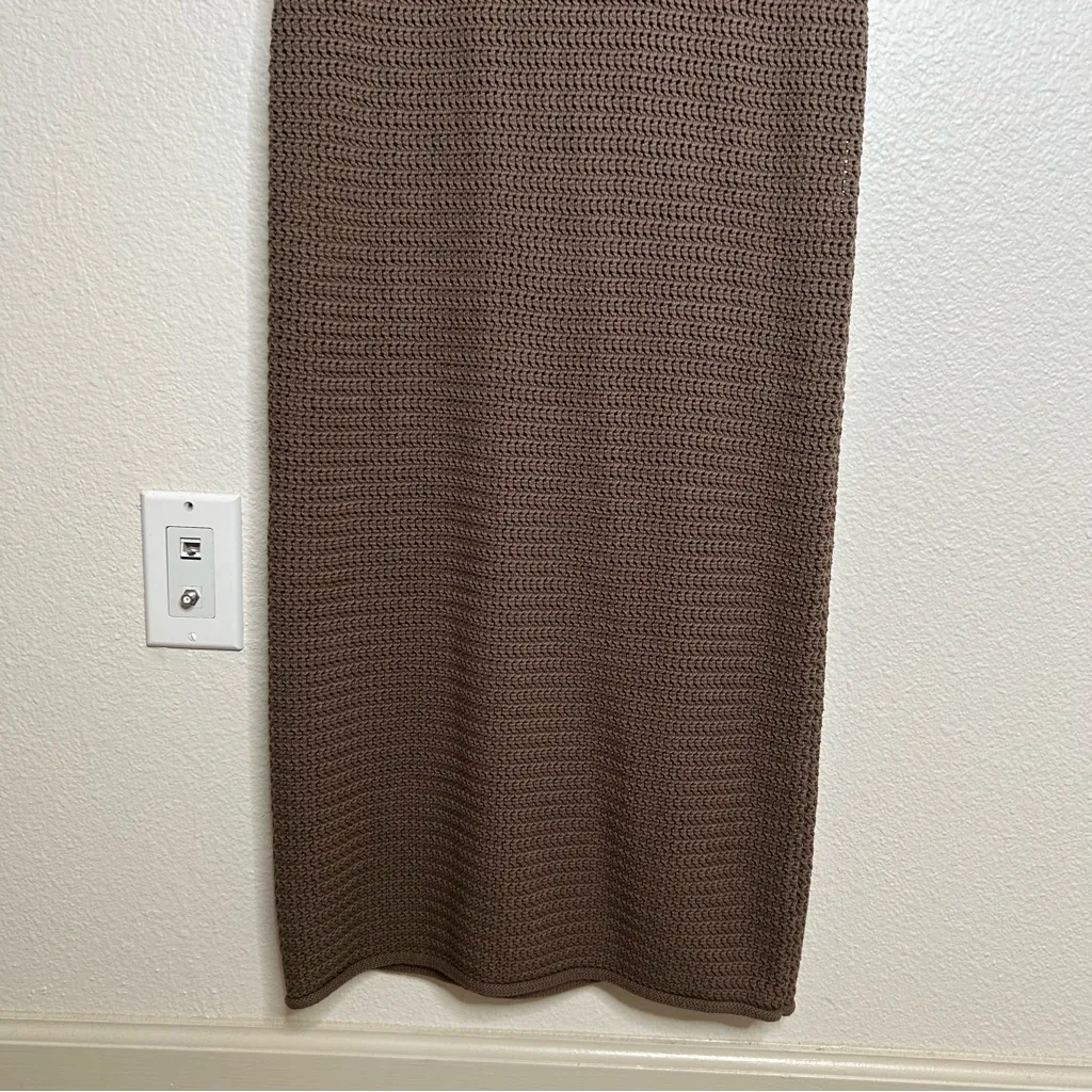 Reformation Nolan Open Knit Sweater Dress brown small - Image 6