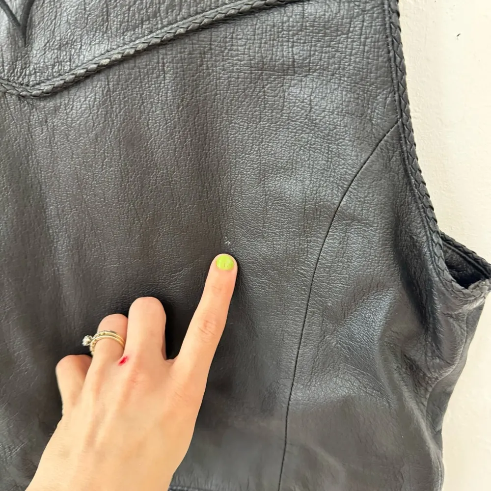 Harley Davidson Womens L Genuine Leather Zip Pocket Vest Biker Motorcycle Vtg - Image 6