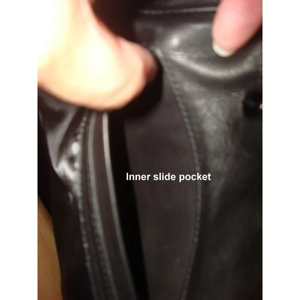 New NWT Karl Lagerfeld Paris Black Leather Jacket Long S Womens Buttons Silver - Image 7