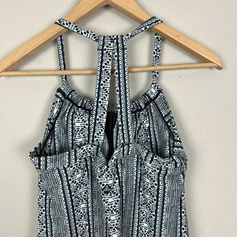 Prana Dress Medium Black White Print Quinn Sleeveless Built in Bra Active Casual - Image 8