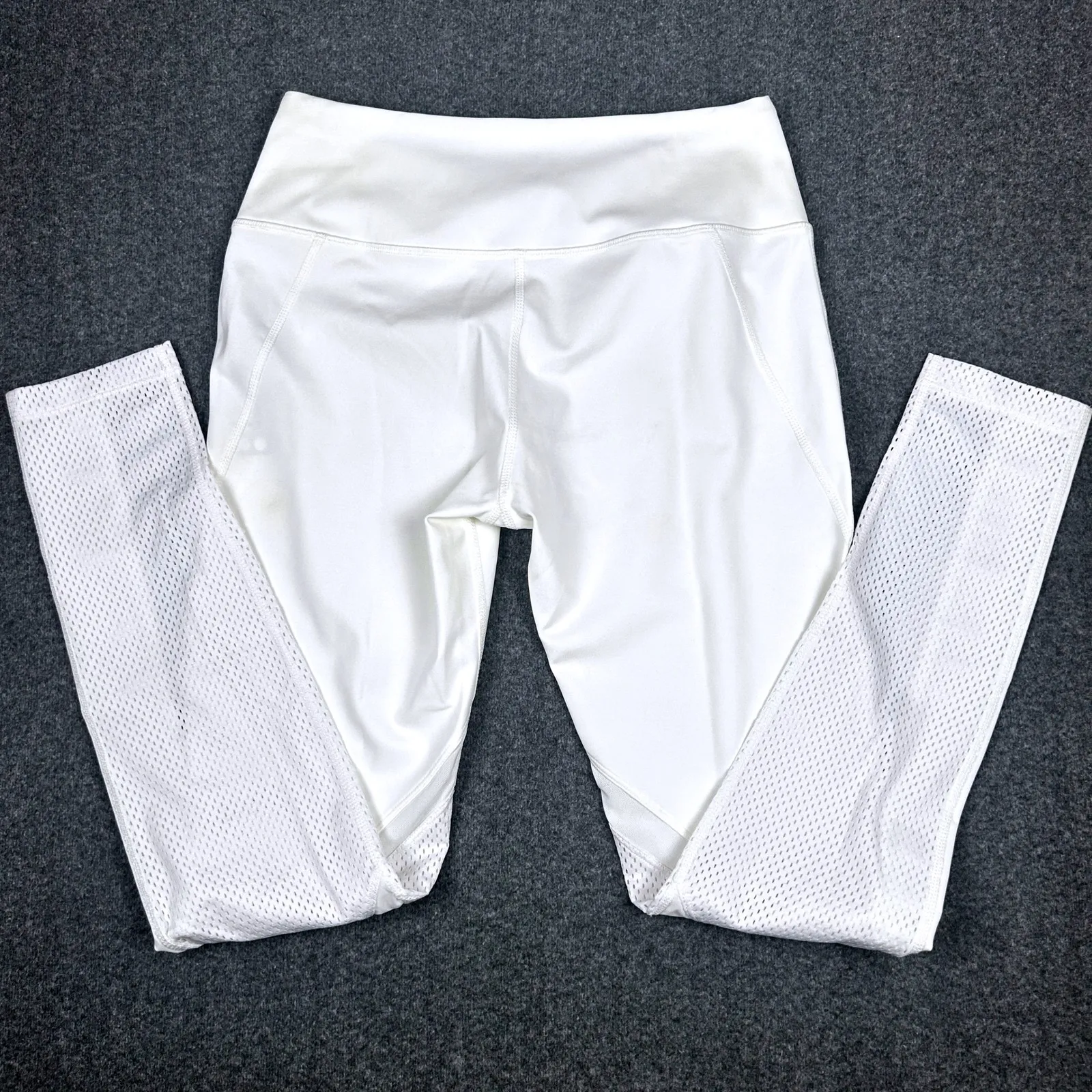 Splits59 White High Waist Full Length Mesh Panel Athletic‎ Leggings Medium NWT - Image 4