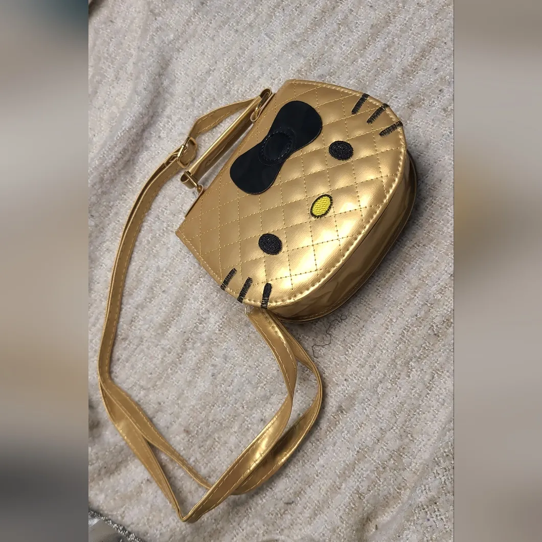 Gold Quilted Kitty Crossbody | What You Get When You Cross Versace & Sanrio - Image 2