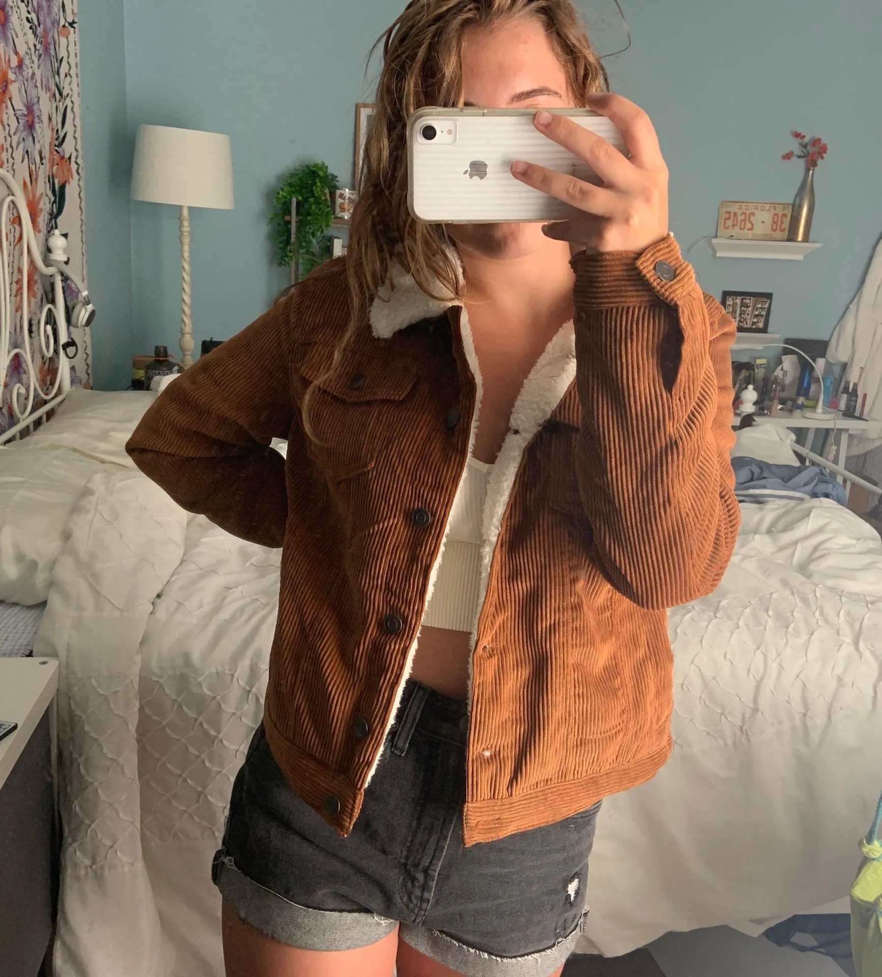 Ashley Fuzzy Corduroy Jacket Brown Size L - Image 2