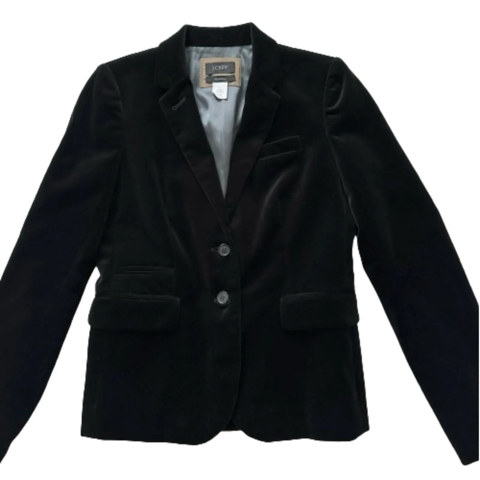 J. Crew Blazer Black Velvet Pockets Schoolboy Lined Blazer Jacket Size 4 Tall - Image 12